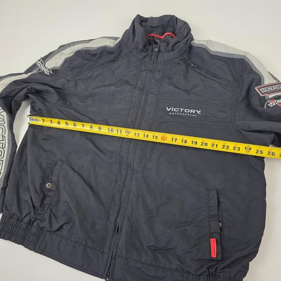 Victory Motorcycles Jacket Mens 3XL Black Gray Full Zip Nylon Embroidered Biker - Picture 4 of 15